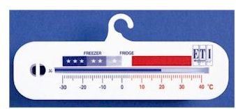 Horizontal Spirit-Filled Fridge or Freezer Thermometer ETI 803-050